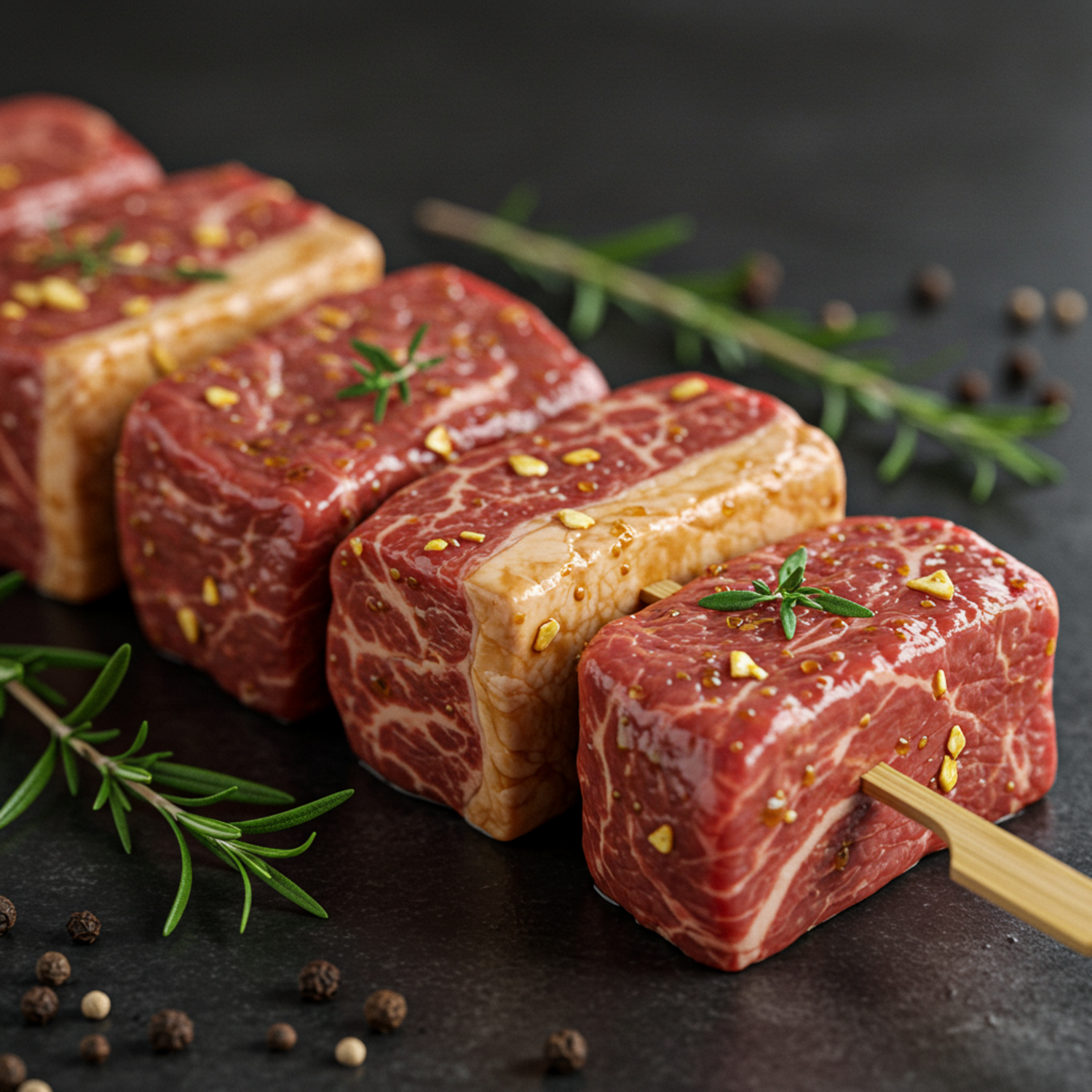 Brochette d'onglets marinée